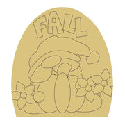 Design By Line Half Oval MDF Cutout Fall Gnome With Flowers - Unfinished For DIY