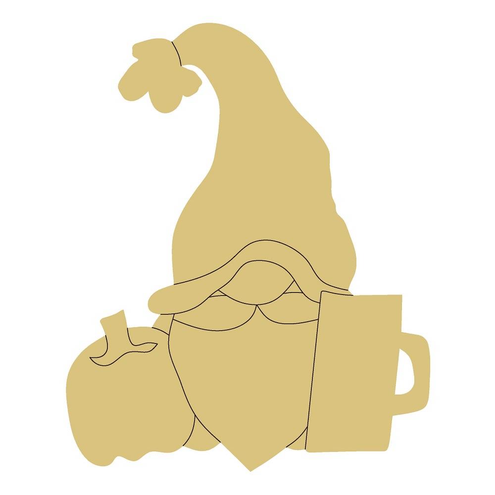Design By Line Gnome MDF Cutout Fall Scene With Pumpkin And Mug - Unfinished For DIY