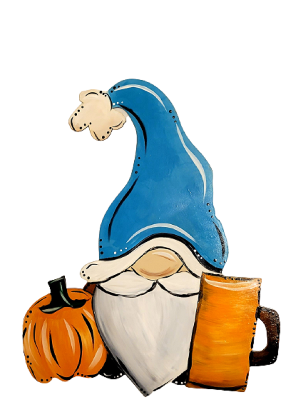 Design By Line Gnome MDF Cutout Fall Scene With Pumpkin And Mug - Unfinished For DIY