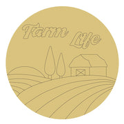 Design By Line Round MDF Cutout Farm Life Barn Landscape - Unfinished For DIY