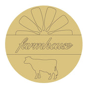 Design By Line Round MDF Cutout Farmhouse Cow Sunburst Silhouette - Unfinished For DIY