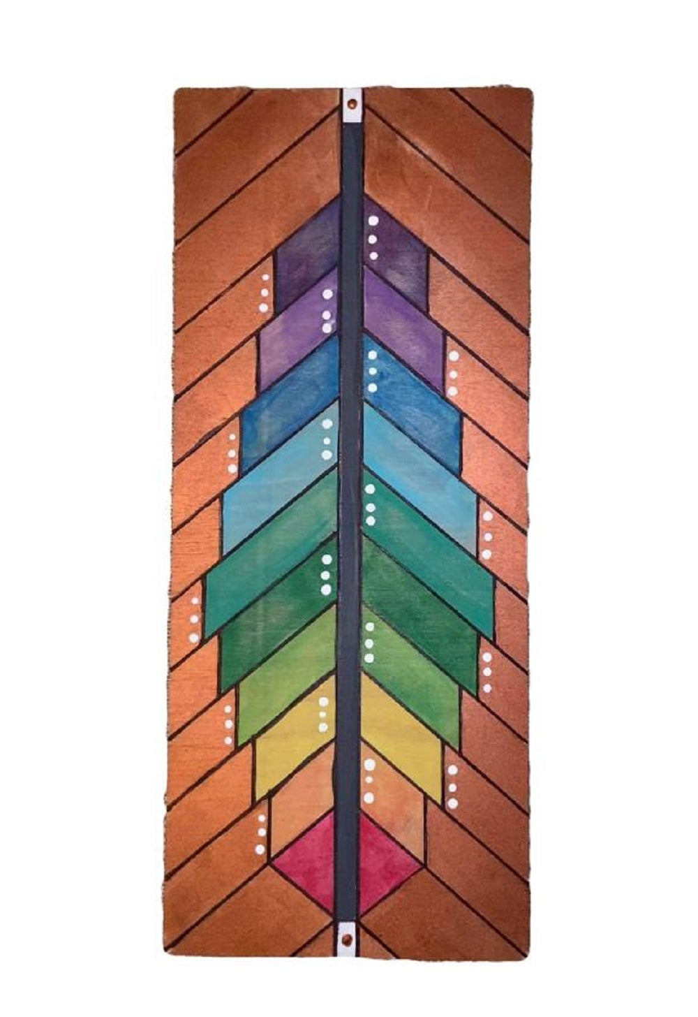 Design By Line Tall Rectangle MDF Cutout Feather Pattern - Unfinished For DIY