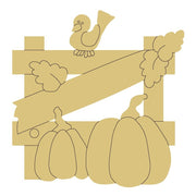 Design By Line Fence Panel MDF Cutout Autumn Pumpkin Scene With Bird And Leaves - Unfinished For DIY