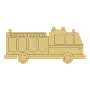 Design By Line Fire Truck MDF Cutout Silhouette With Ladder - Unfinished For DIY