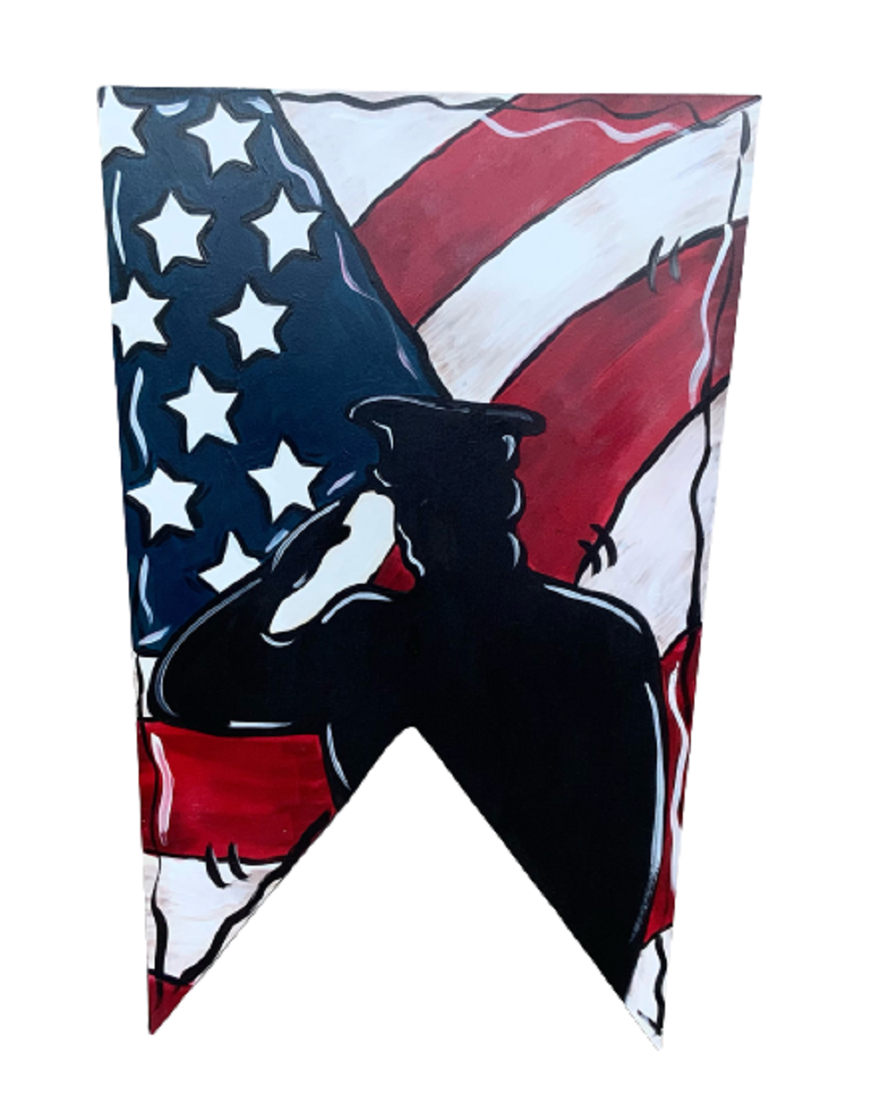 Design By Line Pennant MDF Cutout Saluting Soldier With Flag - Unfinished For DIY