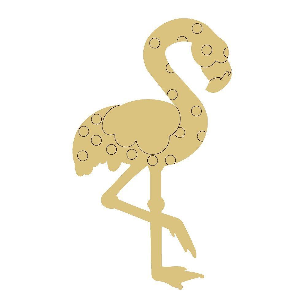 Design By Line Flamingo Standing MDF Cutout Line Art Dots - Unfinished For DIY
