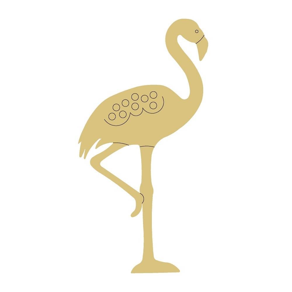 Design By Line Flamingo On One Leg MDF Cutout Dot Pattern Wing - Unfinished For DIY