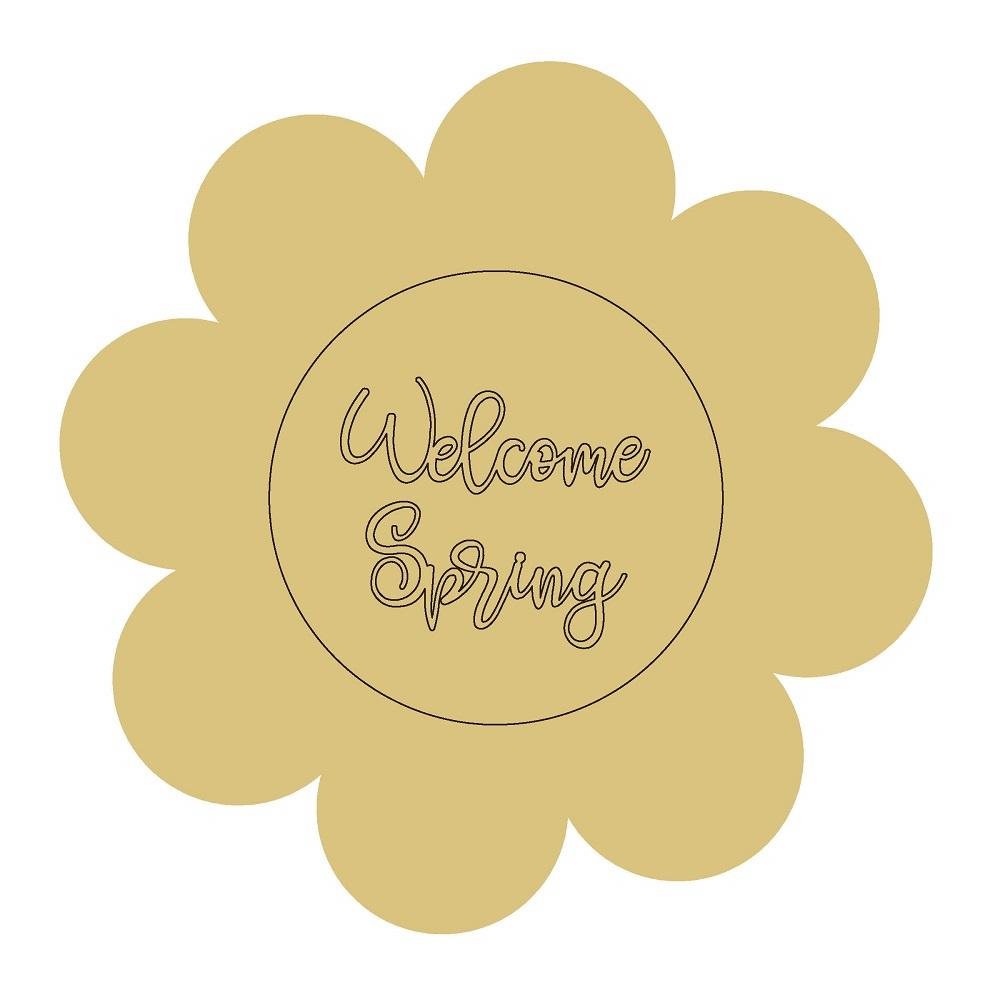 Design By Line Flower MDF Cutout Welcome Spring - Unfinished For DIY