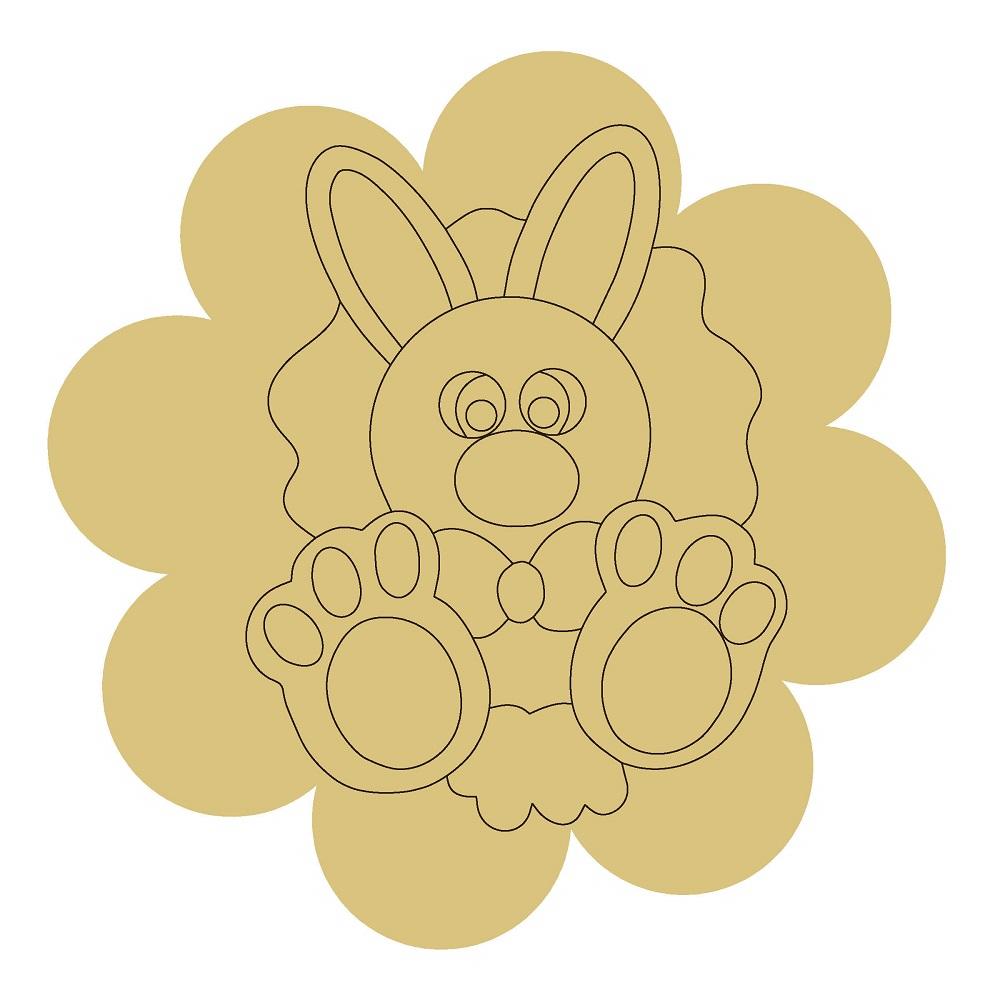 Design By Line Flower MDF Cutout With Rabbit Design - Unfinished For DIY