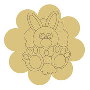 Design By Line Flower MDF Cutout With Rabbit Design - Unfinished For DIY