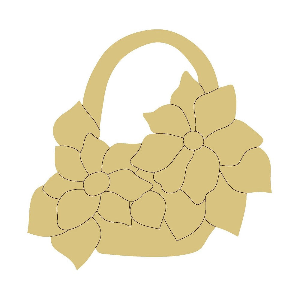 Design By Line Basket MDF Cutout Floral Basket - Unfinished For DIY