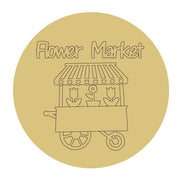 Design By Line Round MDF Cutout Flower Market Cart Silhouette - Unfinished For DIY