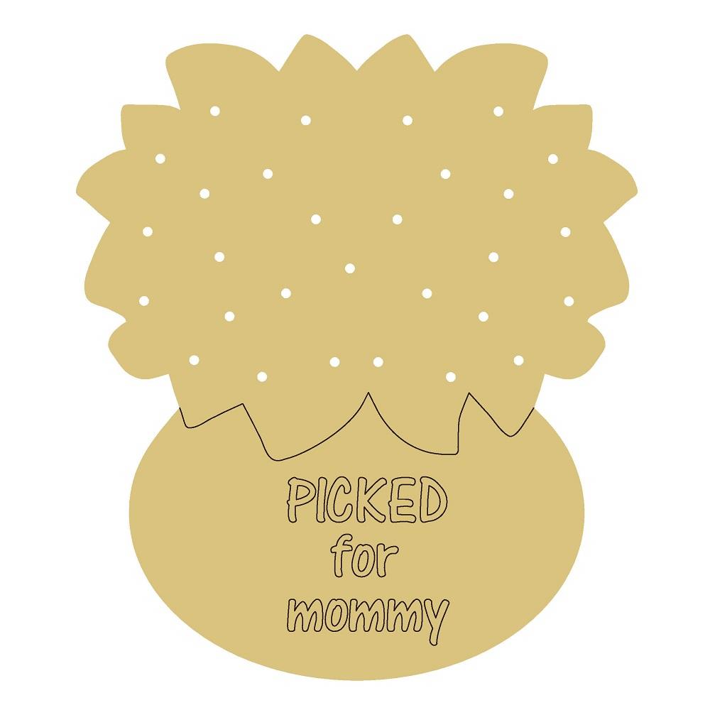 Design By Line Flower MDF Cutout Picked For Mommy - Unfinished For DIY