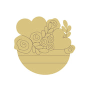 Design By Line Flower Pot MDF Cutout Floral Bouquet With Roses - Unfinished For DIY