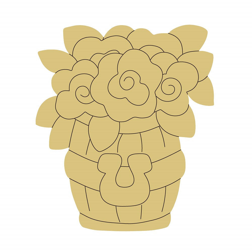 Design By Line Pot MDF Cutout Flower Bouquet - Unfinished For DIY