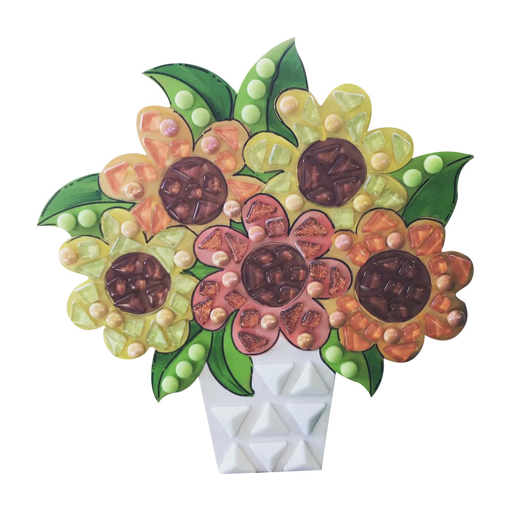 Design By Line Vase MDF Cutout Floral Bouquet - Unfinished For DIY