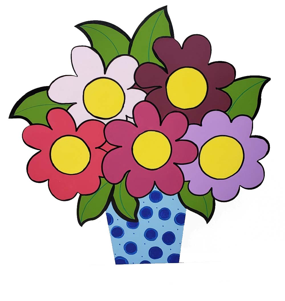 Design By Line Vase MDF Cutout Floral Bouquet - Unfinished For DIY