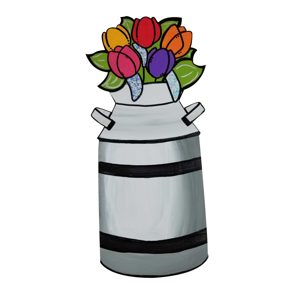 Design By Line Pot MDF Cutout Floral Bouquet In Pot - Unfinished For DIY