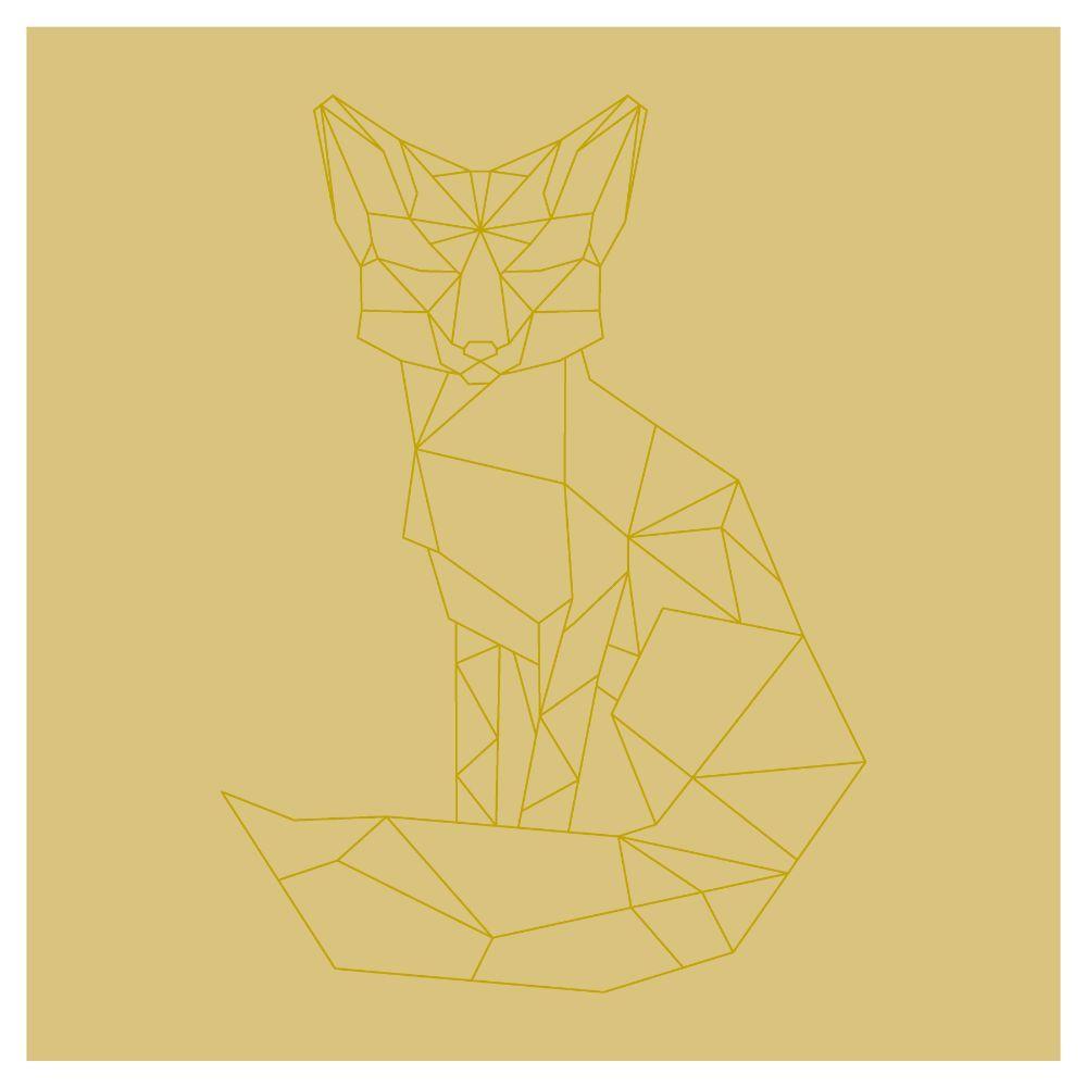Design By Line Fox MDF Cutout Geometric Sitting Silhouette - Unfinished For DIY