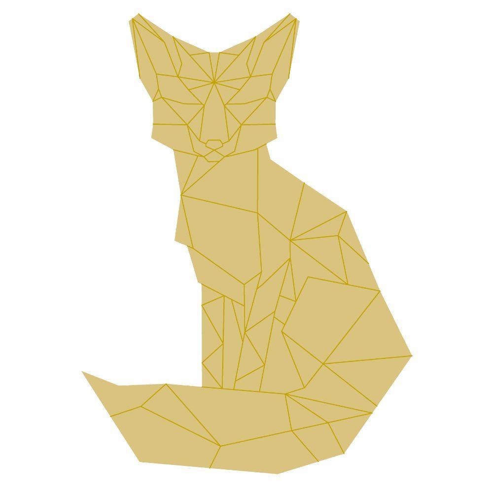 Design By Line Sitting Fox Silhouette MDF Cutout Geometric Low-Poly Style - Unfinished For DIY