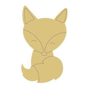 Design By Line Fox MDF Cutout Sitting Silhouette With Etched Facial Features - Unfinished For DIY