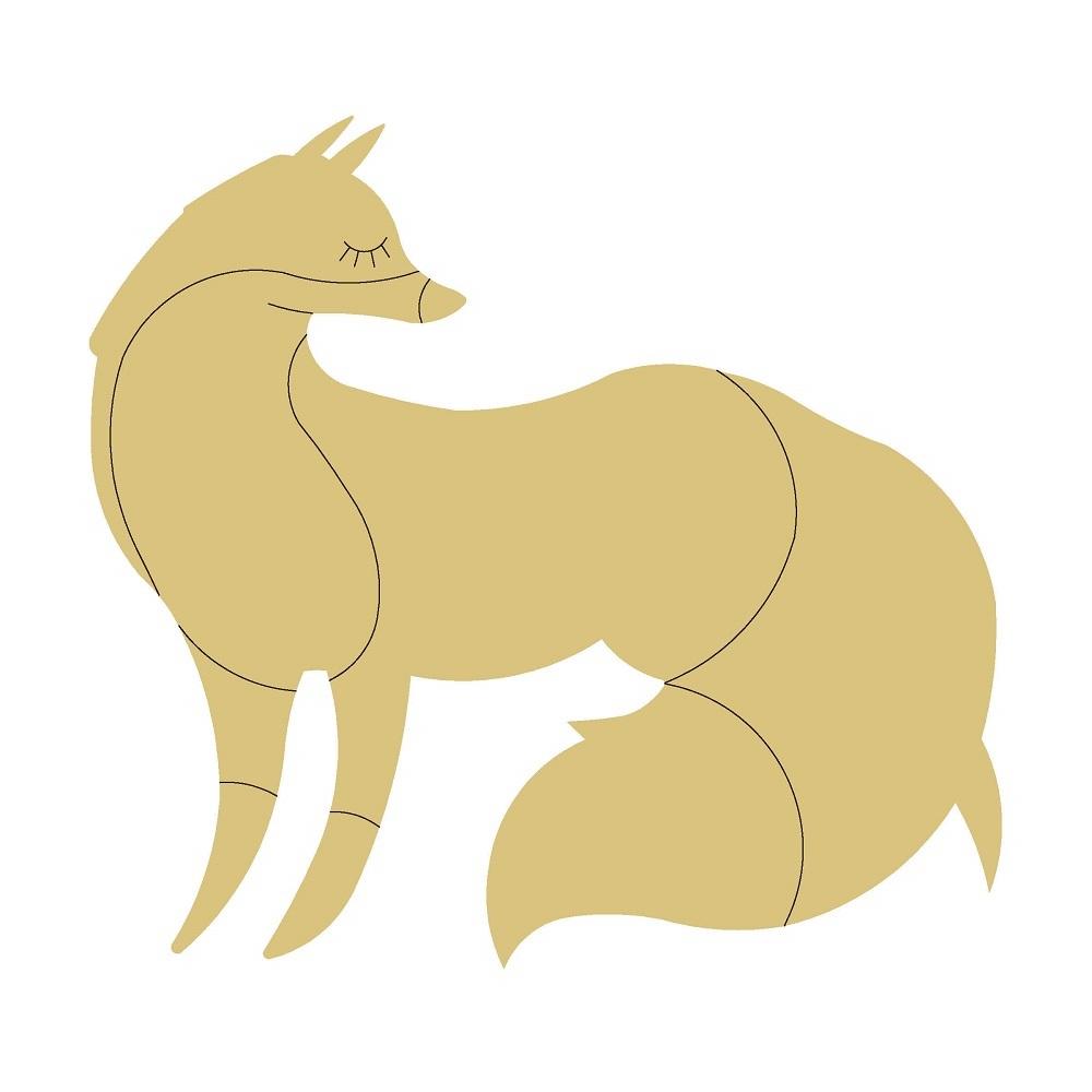 Design By Line Fox MDF Cutout Silhouette - Unfinished For DIY