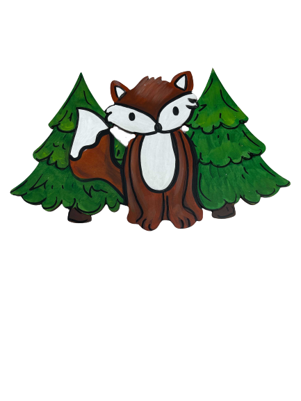 Design By Line Forest Scene MDF Cutout Fox Silhouette Among Trees - Unfinished For DIY