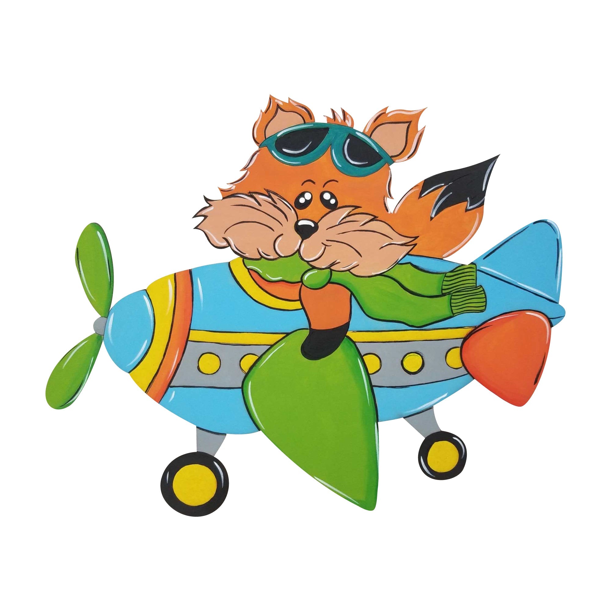 Design By Line Airplane MDF Cutout Fox  - Unfinished For DIY