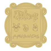 Design By Line Plaque MDF Cutout Welcome Christmas Friends - Unfinished For DIY