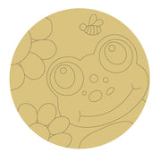 Design By Line Round MDF Cutout Smiling Frog Face - Unfinished For DIY