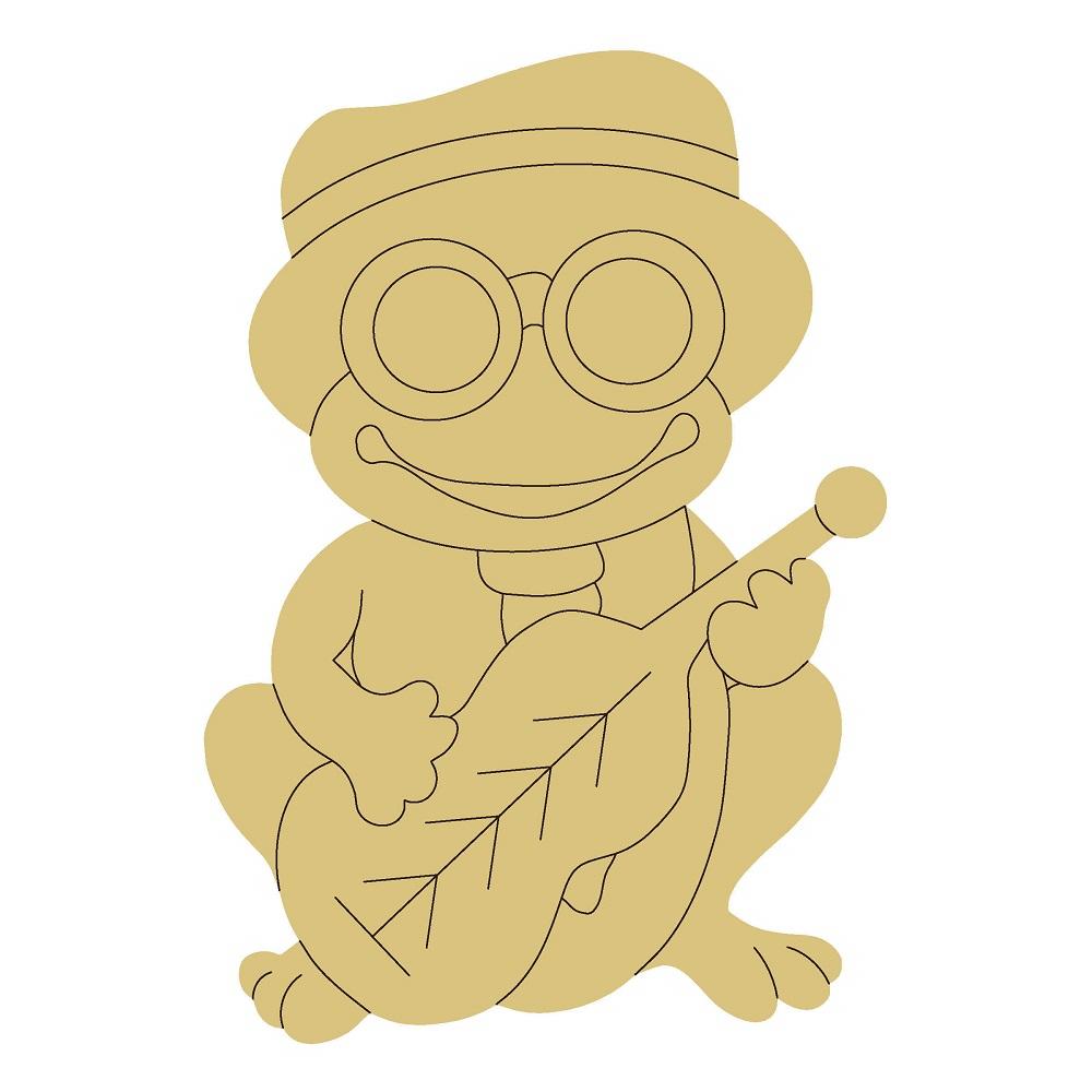 Design By Line Frog MDF Cutout With Sunglasses And Leaf Guiter - Unfinished For DIY