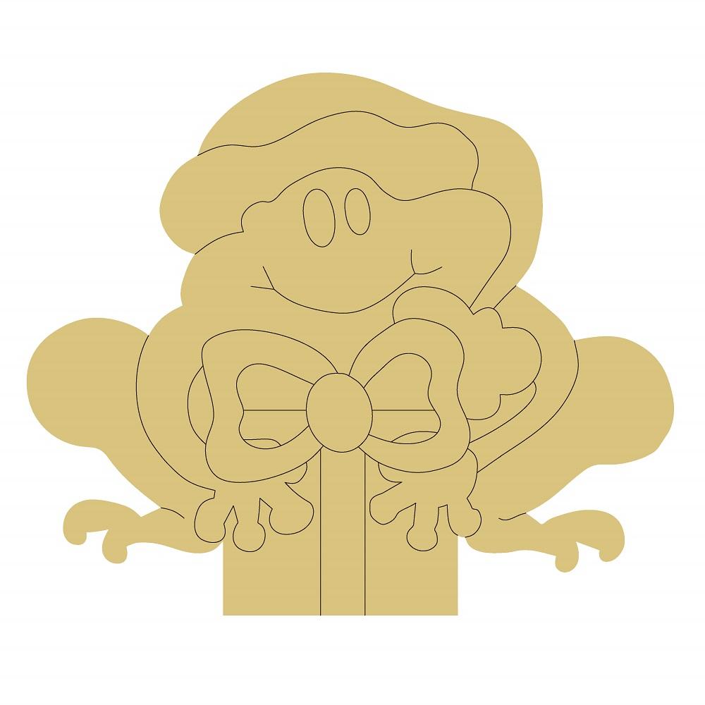 Design By Line Frog MDF Cutout With Bow - Unfinished For DIY