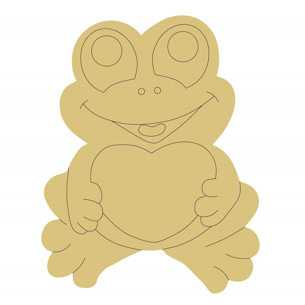 Design By Line Frog MDF Cutout Holding Heart - Unfinished For DIY