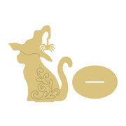 Laser Cut Free Standing Design Line Cat Laser Cut MDF Cutout Silhouette - Unfinished For DIY