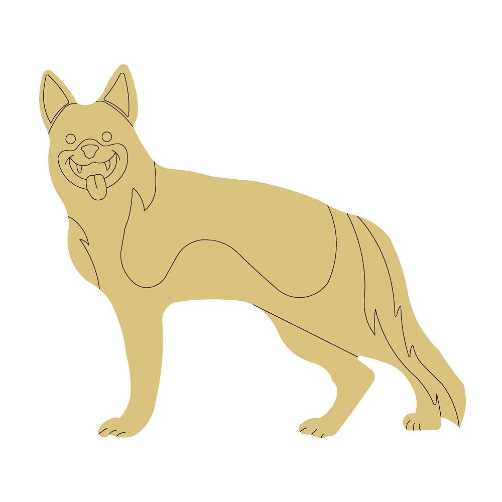 Design By Line German Shepherd MDF Cutout Silhouette - Unfinished For DIY