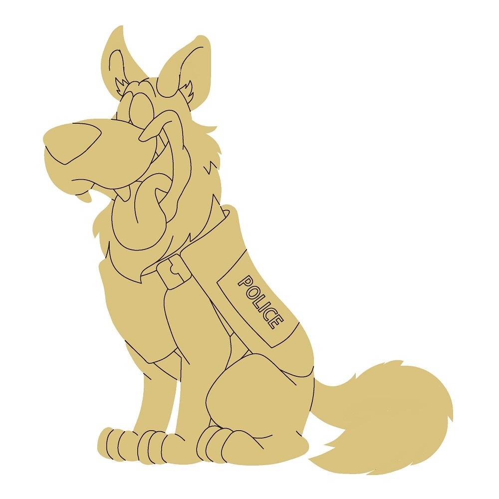 Design By Line German Shepherd MDF Cutout Police Vest Silhouette - Unfinished For DIY