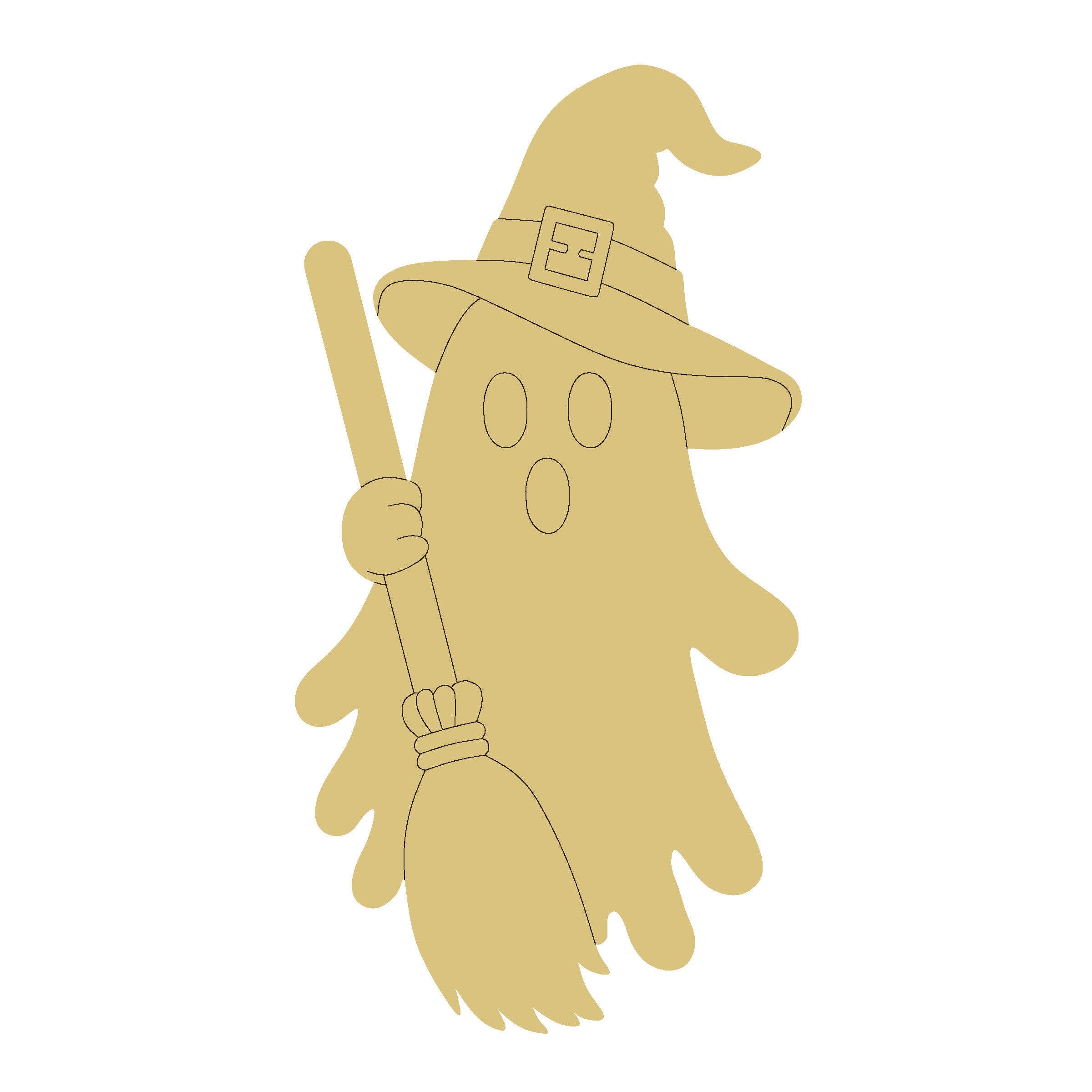 Design By Line Halloween Ghost MDF Cutout Silhouette - Unfinished For DIY