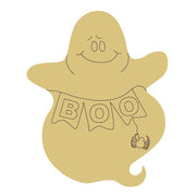 Design By Line Ghost MDF Cutout Boo Banner With Spider Charm - Unfinished For DIY
