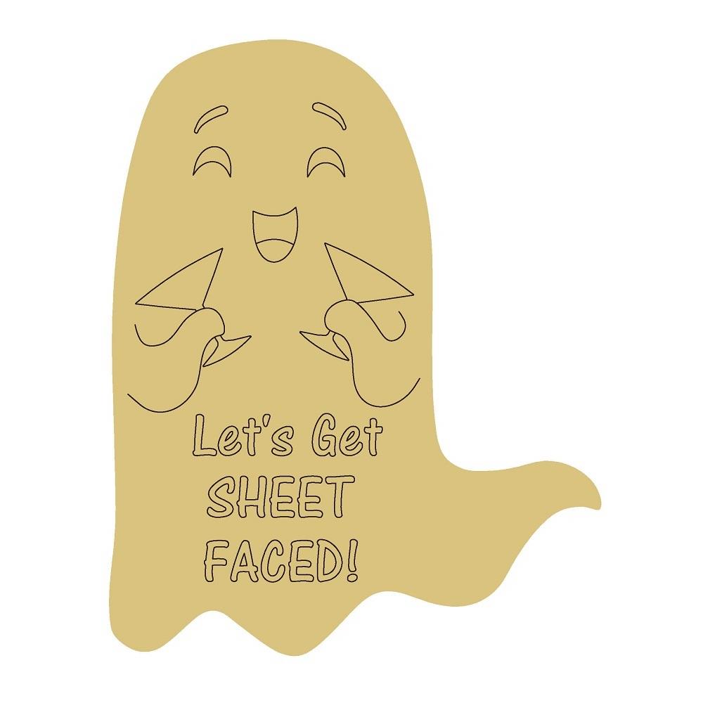 Design By Line Ghost MDF Cutout Let's Get Sheet Faced! - Unfinished For DIY