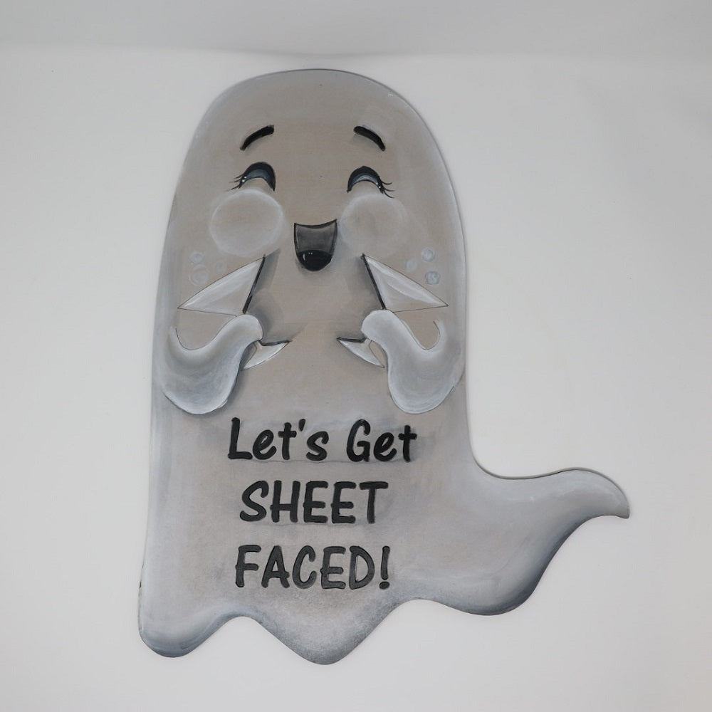 Design By Line Ghost MDF Cutout Let's Get Sheet Faced! - Unfinished For DIY