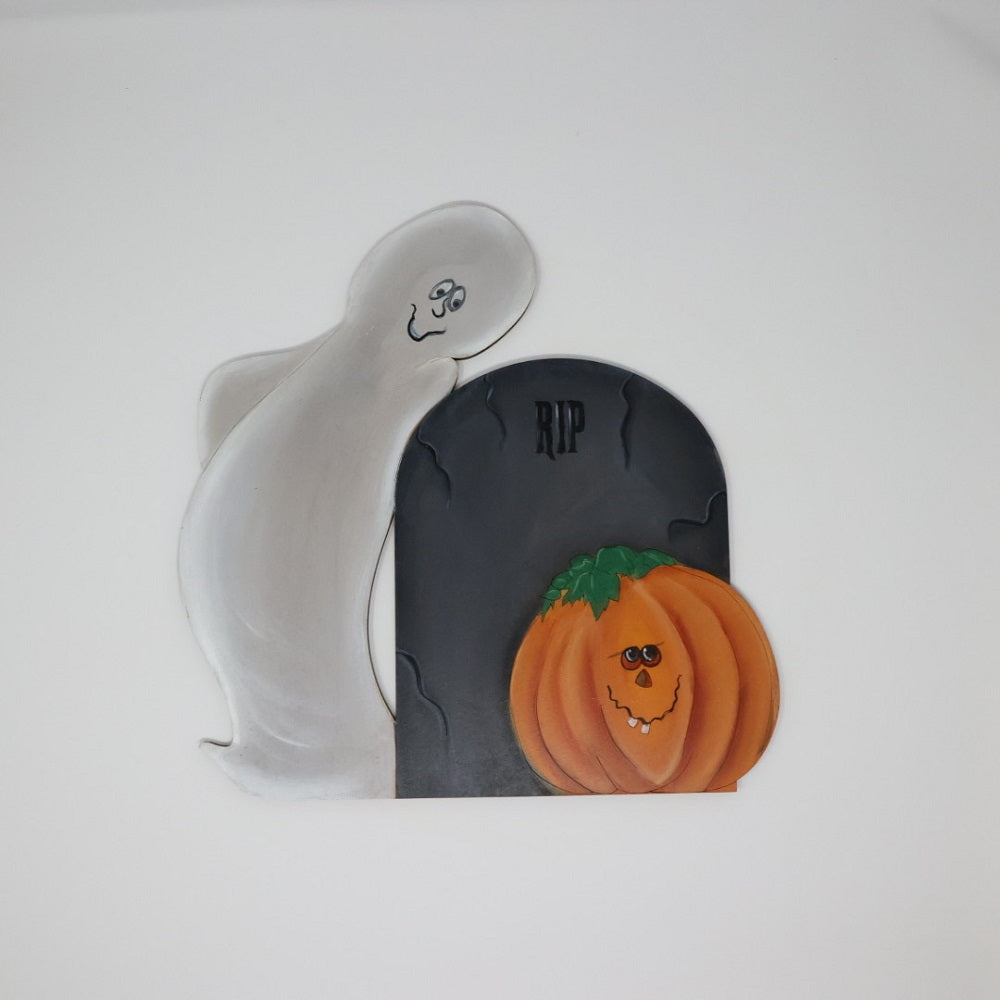 Design By Line Graveyard Ghost MDF Cutout RIP Tombstone & Pumpkin Scene - Unfinished For DIY