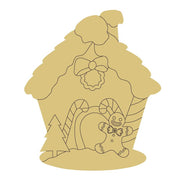 Design By Line Gingerbread House MDF Cutout Candy Cane Arch With Wreath, Bow And Gingerbread Man - Unfinished For DIY