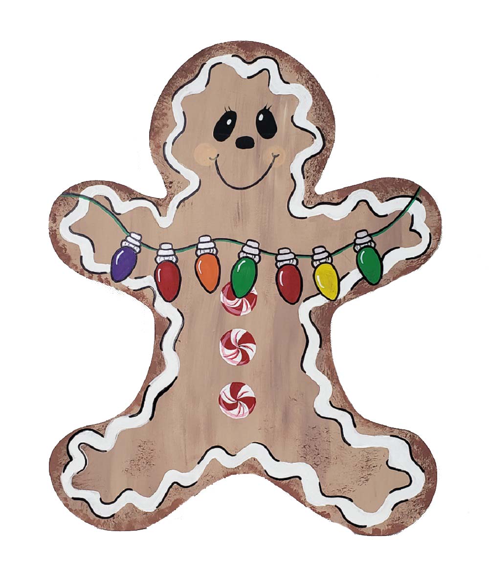 Design By Line Gingerbread Man MDF Cutout With Lights - Unfinished For DIY