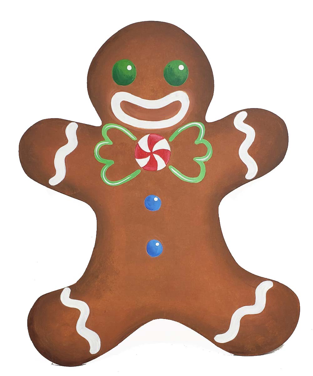 Design By Line Gingerbread Man MDF Cutout Line Art - Unfinished For DIY