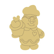 Design By Line Gingerbread Man MDF Cutout Chef Hat With Heart Detail - Unfinished For DIY