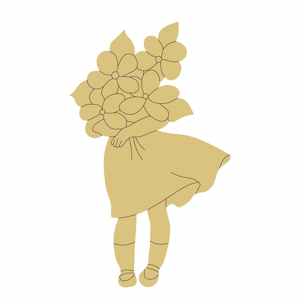 Design By Line Girl Silhouette MDF Cutout Flowers - Unfinished For DIY