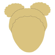 Design By Line Head MDF Cutout Girl With Two Buns Silhouette - Unfinished For DIY