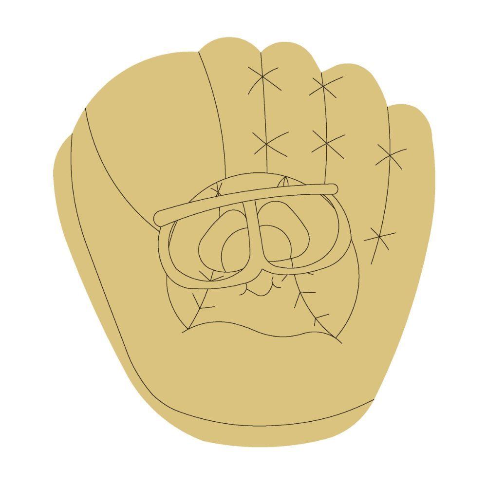 Design By Line Glove MDF Cutout Baseball with glasses - Unfinished For DIY