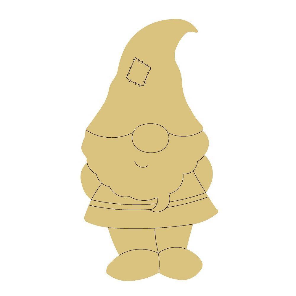 Design By Line Gnome MDF Cutout Silhouette With Patch Hat And Belt - Unfinished For DIY