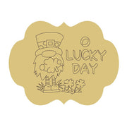 Design By Line Plaque MDF Cutout Lucky Day Leprechaun With Clover - Unfinished For DIY